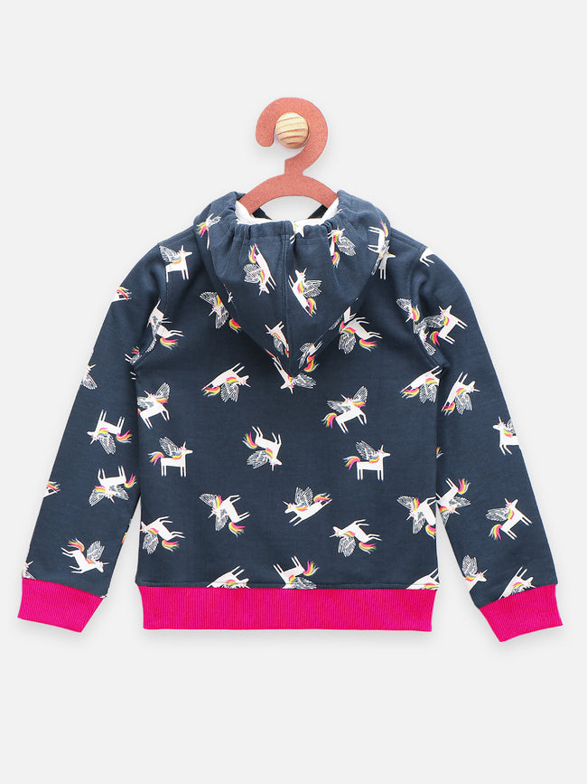 Unicorn Print Midnight Blue Hoodie