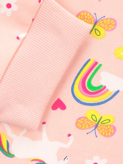 Unicorn Print Baby Pink Hoodie