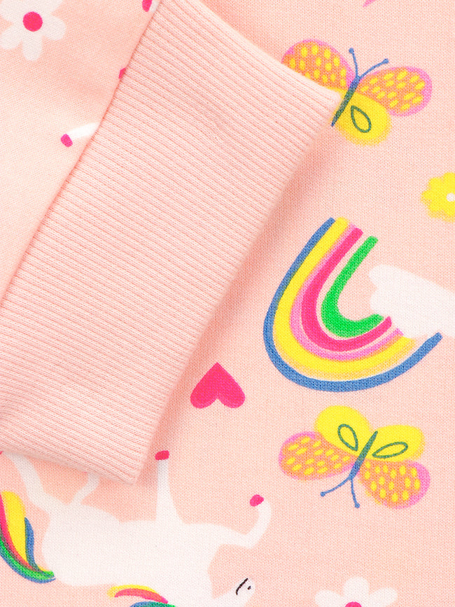 Unicorn Print Baby Pink Hoodie