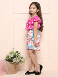 Lavender Polka Top with Floral Shorts Set