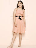 Beige Crisscross Fit n Flare Dress