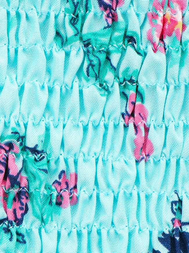 Red Turquoise Blue Strappy Smocking Crop Top - Pack of 2