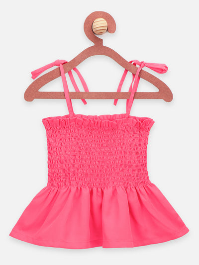 Red Turquoise Blue Strappy Smocking Crop Top - Pack of 2