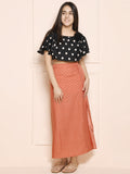 Black Brown Polka Top and Skirt Set