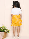 Yellow White Pinafore Attached Dress