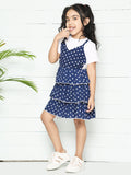 Blue White Pinafore Attached Dress