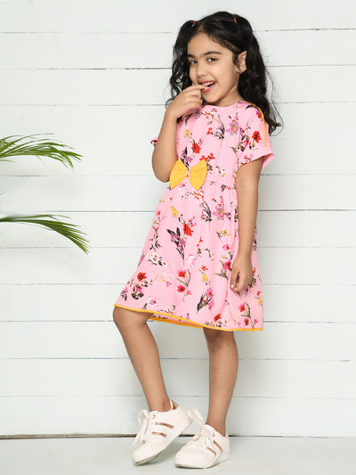Baby Pink Floral Bow Dress