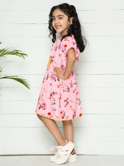 Baby Pink Floral Bow Dress