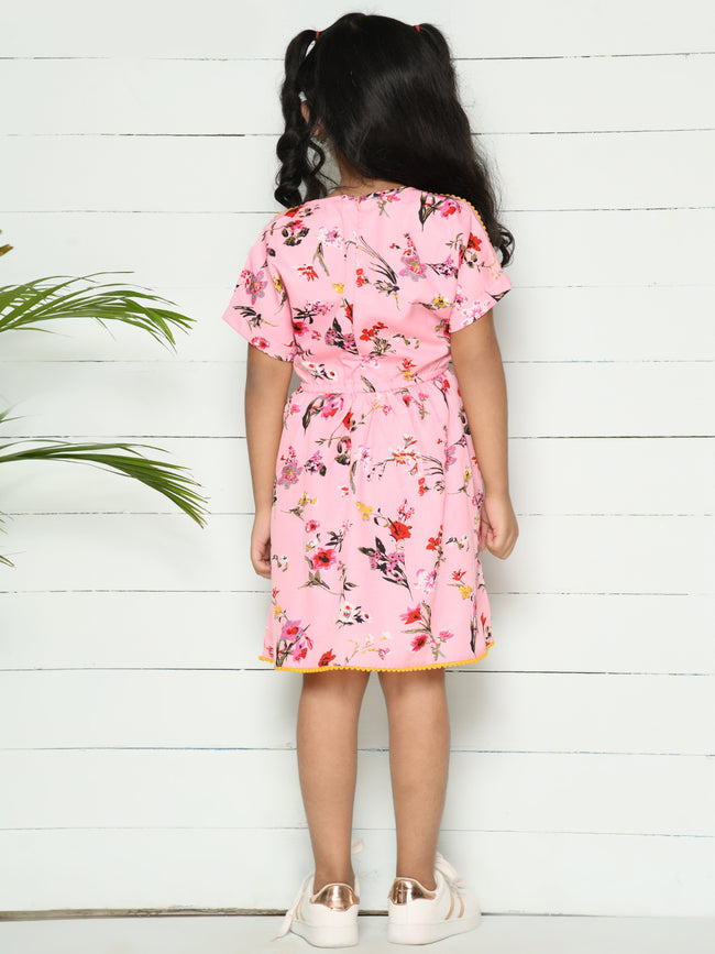 Baby Pink Floral Bow Dress