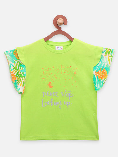 Green Peach Flared Sleeves Top - Pack of 2