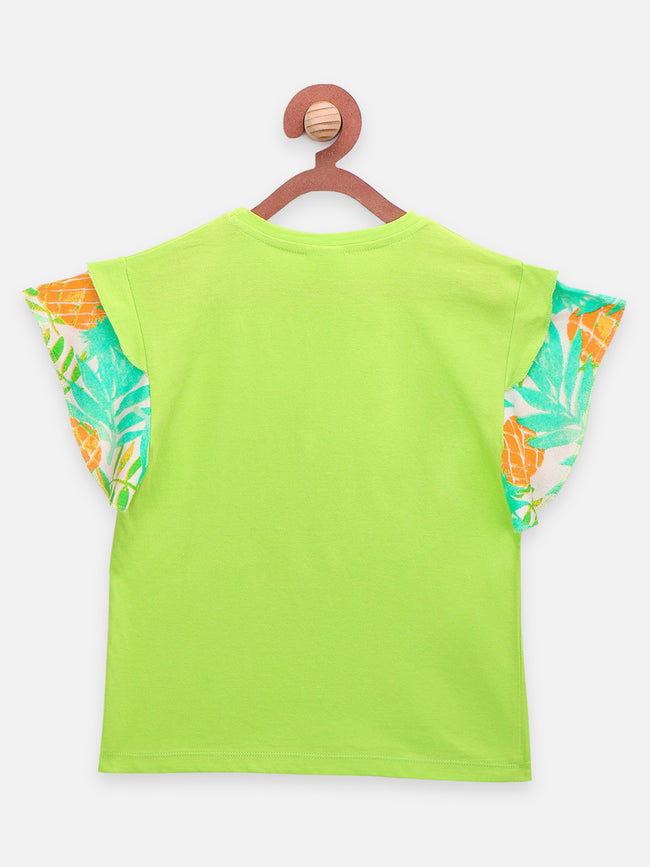 Green Peach Flared Sleeves Top - Pack of 2