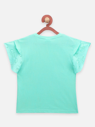 Purple Green Flared Sleeves Top - Pack of 2