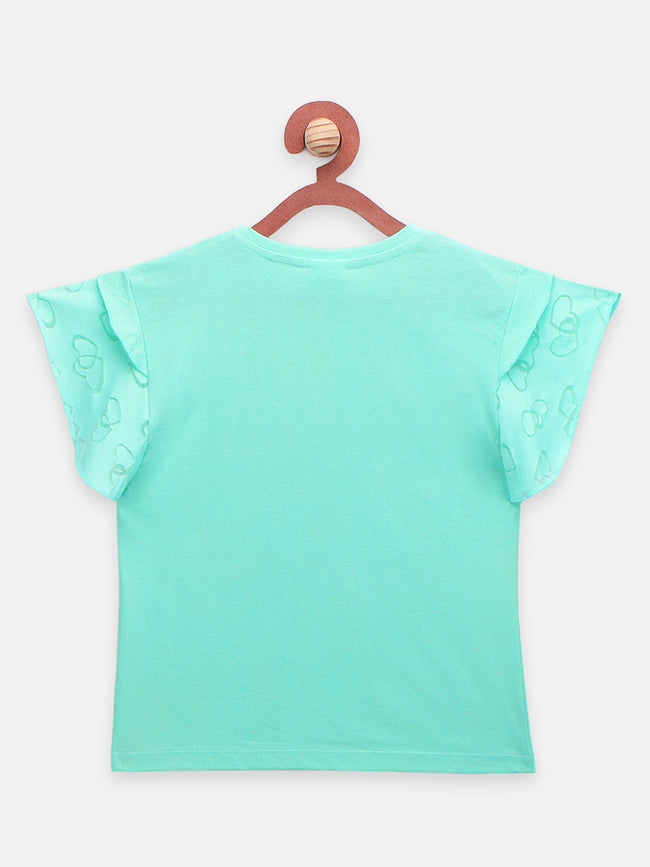 Purple Green Flared Sleeves Top - Pack of 2