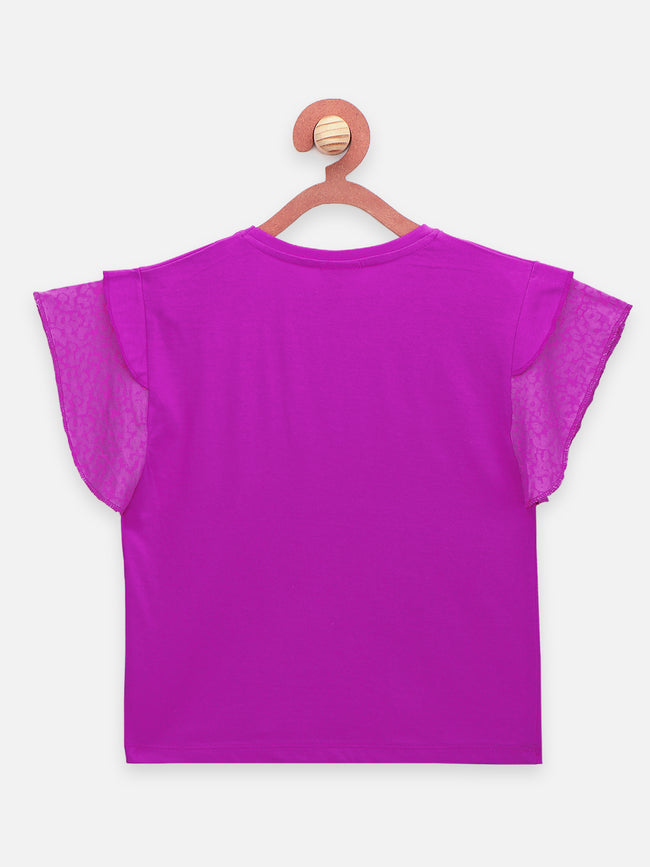 Purple Green Flared Sleeves Top - Pack of 2