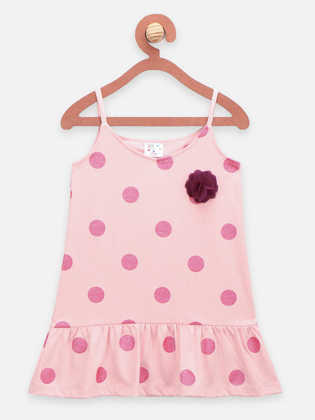 Pink Grey Strappy Flower Applique Tops - Pack of 2