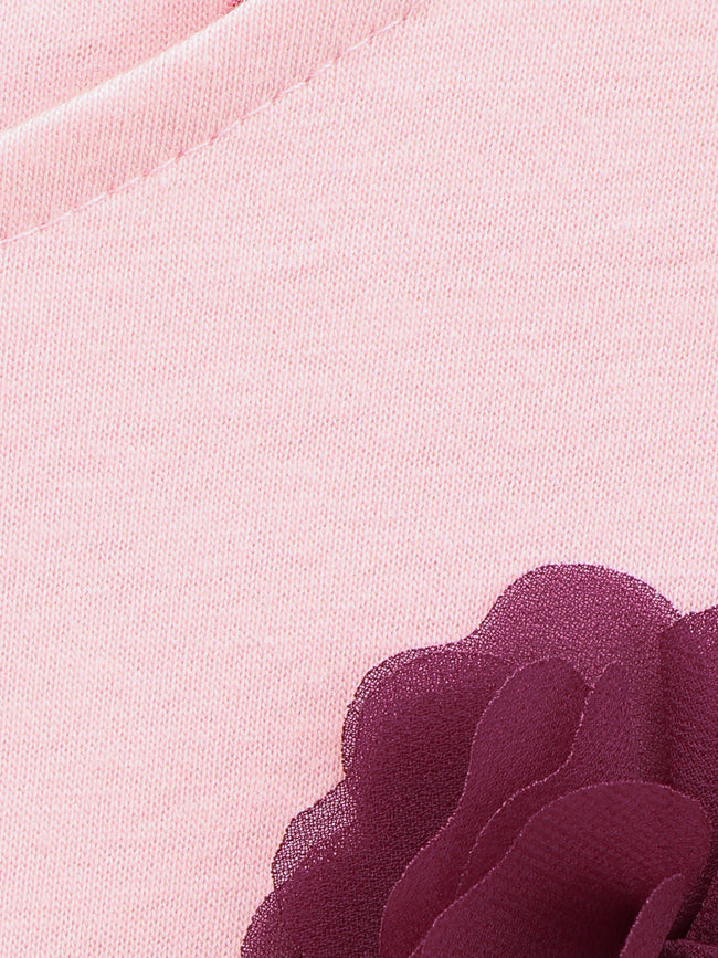 Pink Grey Strappy Flower Applique Tops - Pack of 2