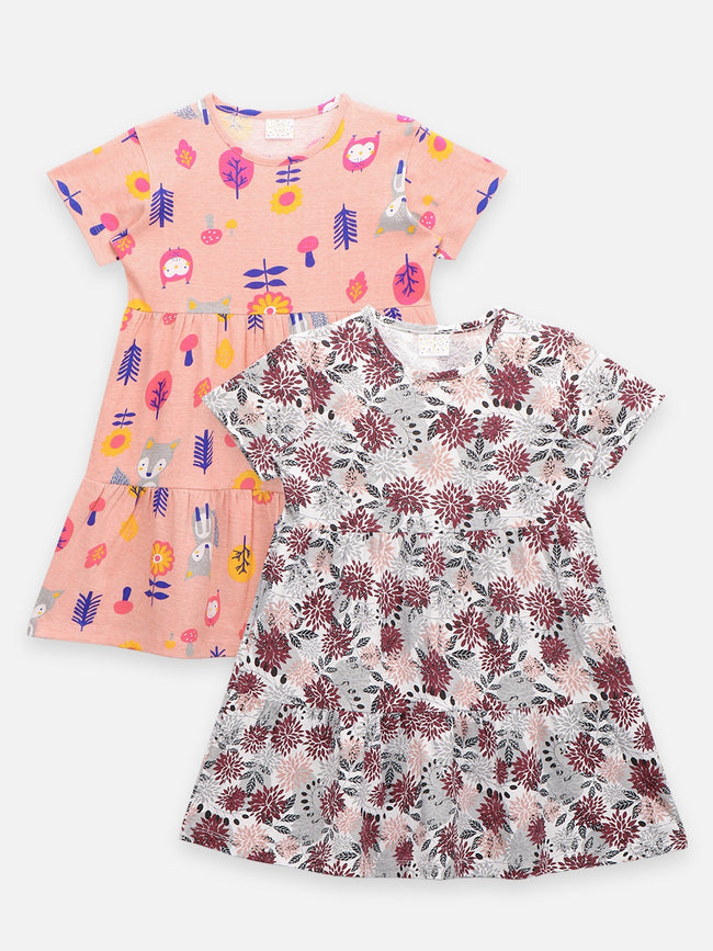 Multicolor Funky Print Tiered Dress - Pack of 2
