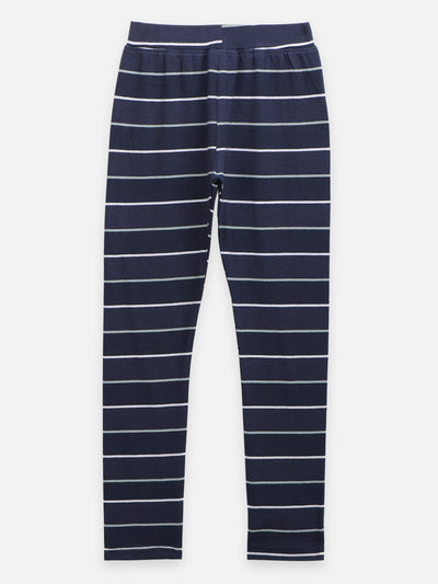 Lavender Navy Blue Stripe Leggings - Pack of 2
