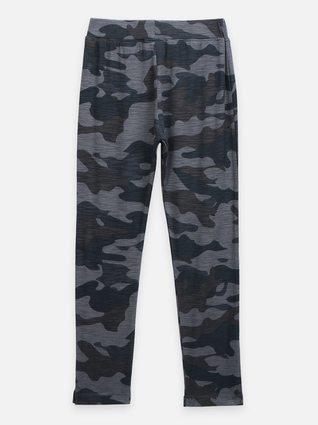 Black Creamy Off Army Print Leggings - Pack of 2