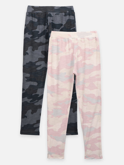 Black Creamy Off Army Print Leggings - Pack of 2