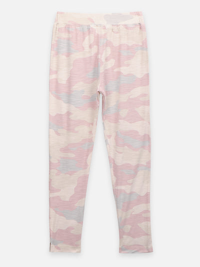 Black Creamy Off Army Print Leggings - Pack of 2