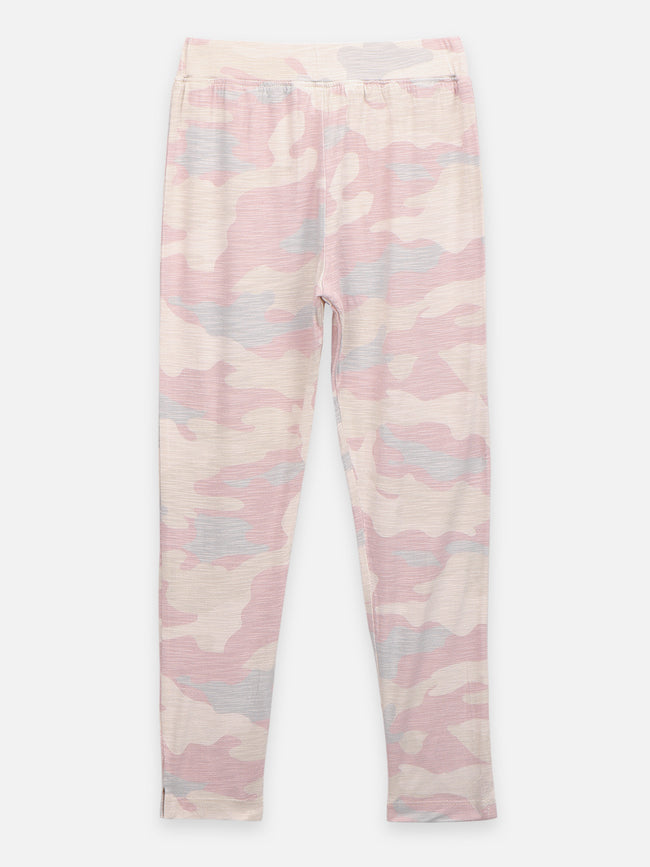 Black Creamy Off Army Print Leggings - Pack of 2
