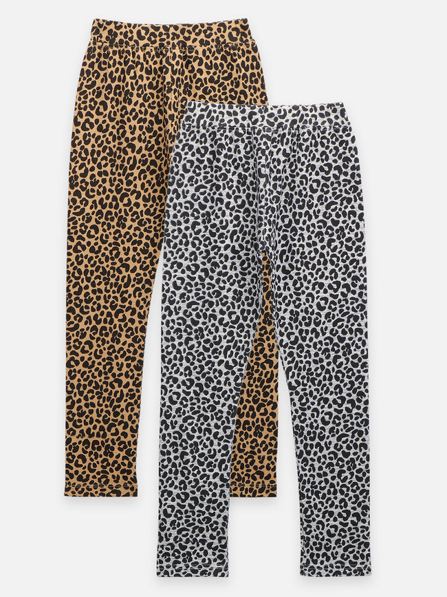 Multicolor Tiger Print Leggings - Pack of 2