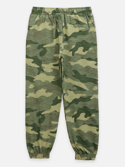 Green Beige Army Print Jogger Pant - Pack of 2