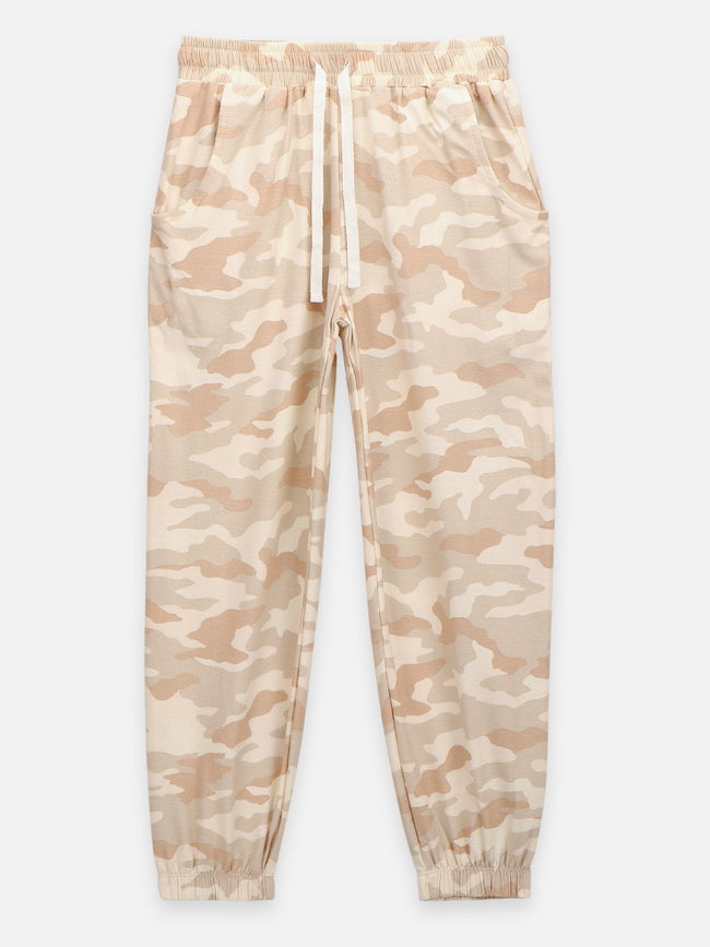 Green Beige Army Print Jogger Pant - Pack of 2
