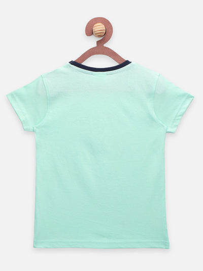 Navy Sea Green Monster Print Striped T-shirt - Pack of 2