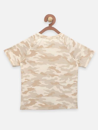 Green Beige Army Print T-shirt - Pack of 2