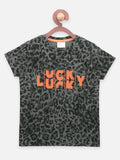 Black Dark Grey Lucky Print T-shirt - Pack of 2