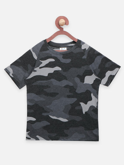 Green Grey Army Melange Print T-shirt - Pack of 2