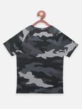 Green Grey Army Melange Print T-shirt - Pack of 2