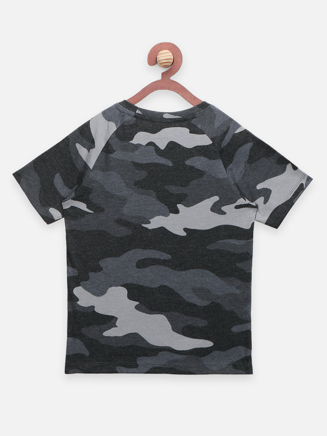 Green Grey Army Melange Print T-shirt - Pack of 2