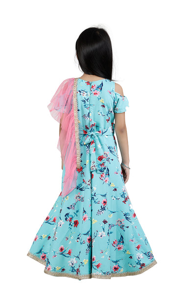 Sea Green Designer Belt Gown