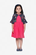 Pink Dress With Navy Stripe Shrug