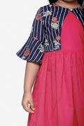 Pink Dress With Navy Stripe Shrug