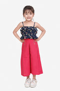 Blue Pink Funky Print Strappy Top With Elegant Culottes Set