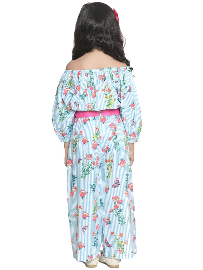 Light Blue Striped Pant Coordinated Set