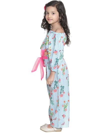 Light Blue Striped Pant Coordinated Set