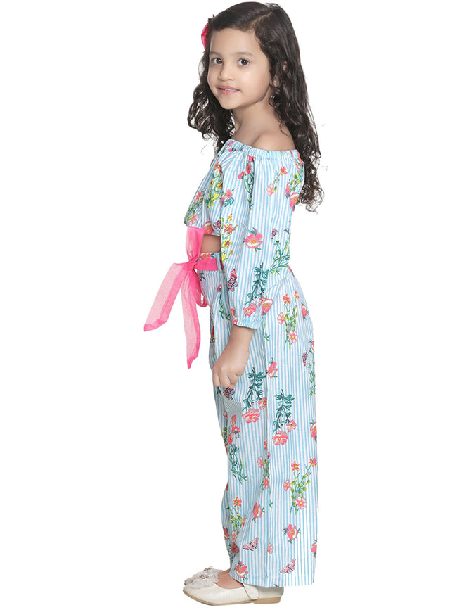 Light Blue Striped Pant Coordinated Set