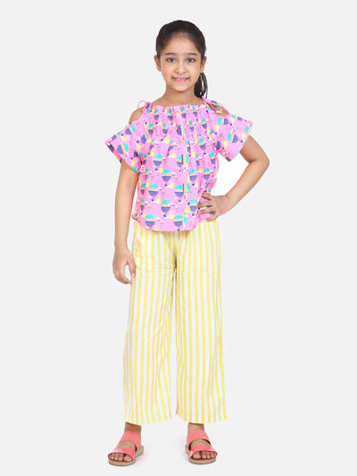 Pink Yellow Balloon Print Clothing Set