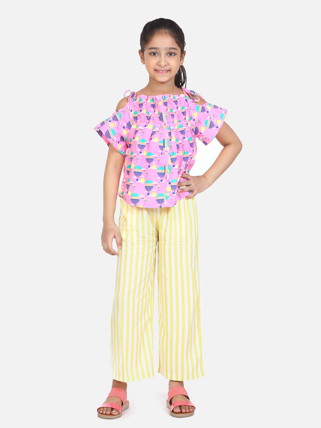 Pink Yellow Balloon Print Clothing Set