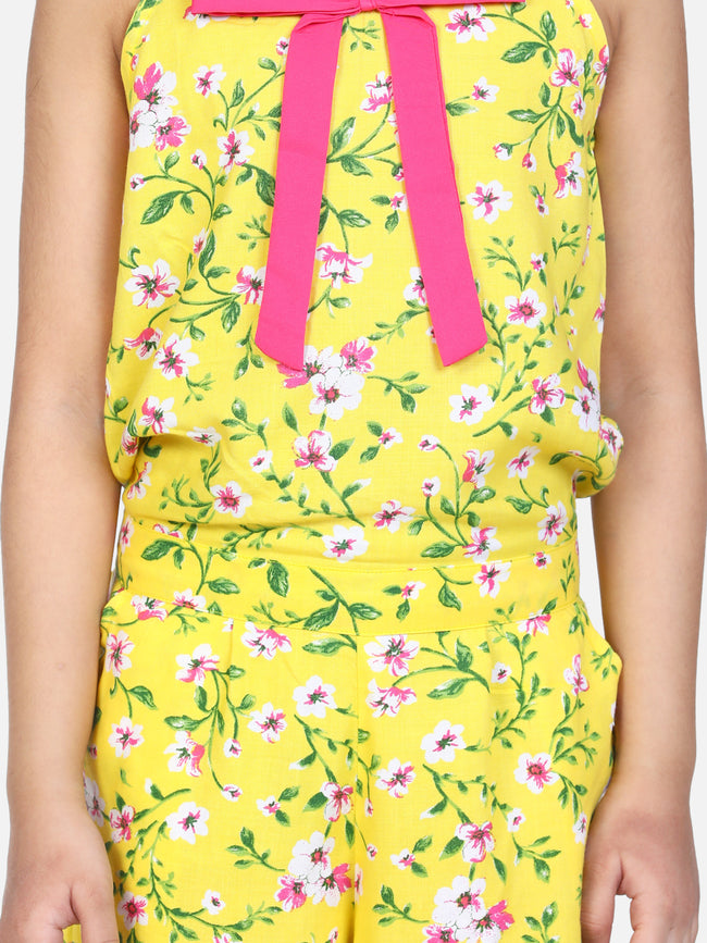 Yellow Floral Bell Jumpsuit
