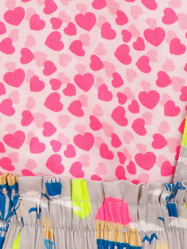 Pink Grey Funky Dungaree Skirt Set