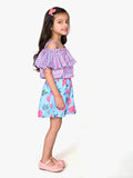 Purple Blue Fashionable Shorts Set
