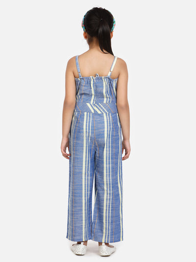 Blue Organic Cotton Weaved Full Jumpsuit