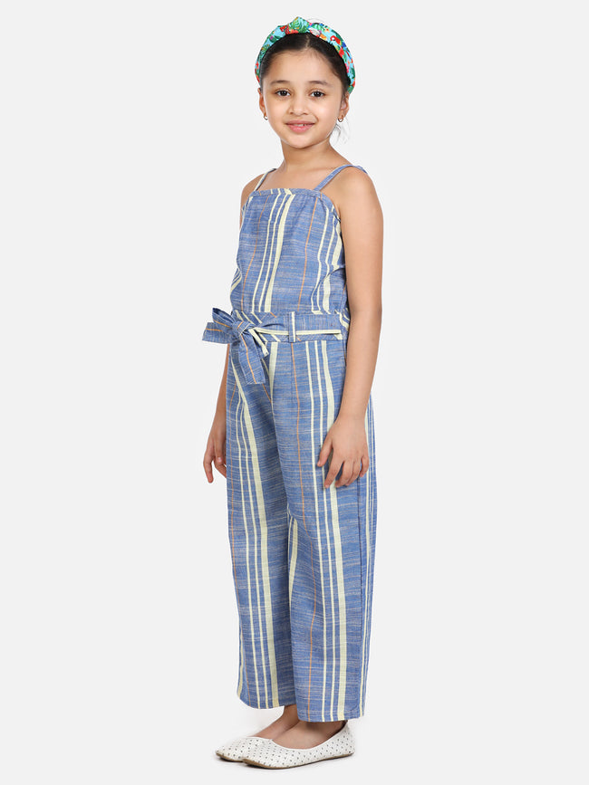 Blue Organic Cotton Weaved Full Jumpsuit