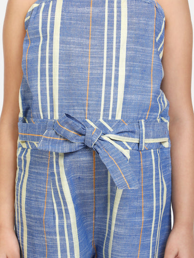Blue Organic Cotton Weaved Full Jumpsuit